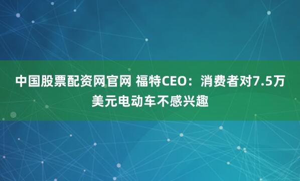 中国股票配资网官网 福特CEO：消费者对7.5万美元电动车不感兴趣