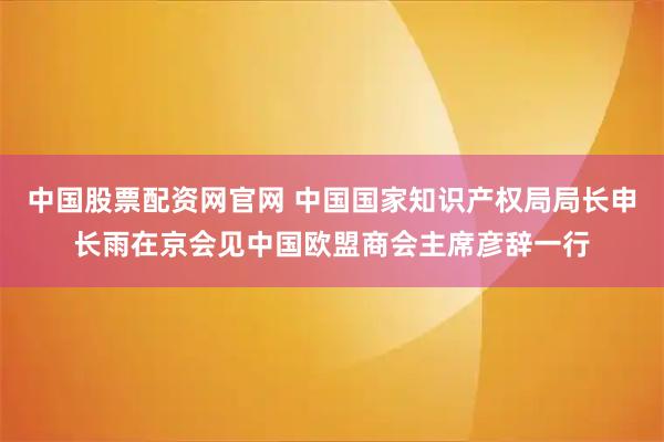 中国股票配资网官网 中国国家知识产权局局长申长雨在京会见中国欧盟商会主席彦辞一行